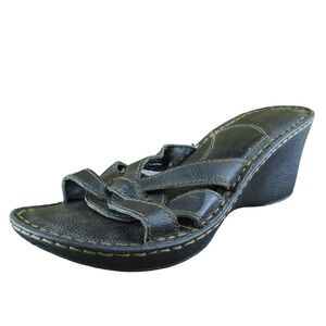 Björnal  Women Slide Sandal Shoes Black‎ Leather Size 8 Medium